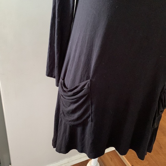 LOGO Longsleeve V-neck tunic black top - Picture 2 of 4